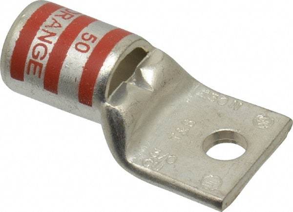 Thomas & Betts - 3/0 AWG Noninsulated Compression Connection Rectangle Ring Terminal - 1/4" Stud, 1-3/4" OAL x 0.92" Wide, Tin Plated Copper Contact - All Tool & Supply