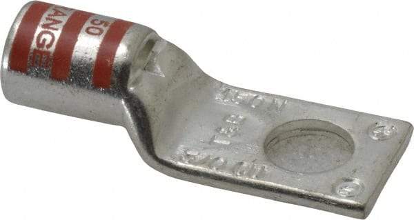 Thomas & Betts - 3/0 AWG Noninsulated Compression Connection Rectangle Ring Terminal - 1/2" Stud, 2.35" OAL x 0.92" Wide, Tin Plated Copper Contact - All Tool & Supply