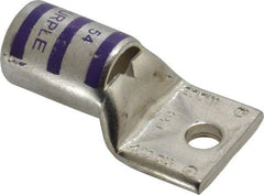 Thomas & Betts - 4/0 AWG Noninsulated Compression Connection Rectangle Ring Terminal - 1/4" Stud, 1.9" OAL x 1.03" Wide, Tin Plated Copper Contact - All Tool & Supply