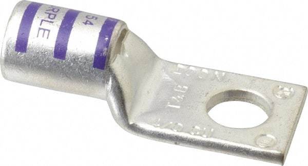 Thomas & Betts - 4/0 AWG Noninsulated Compression Connection Square Ring Terminal - 1/2" Stud, 2-1/2" OAL x 1.03" Wide, Tin Plated Copper Contact - All Tool & Supply