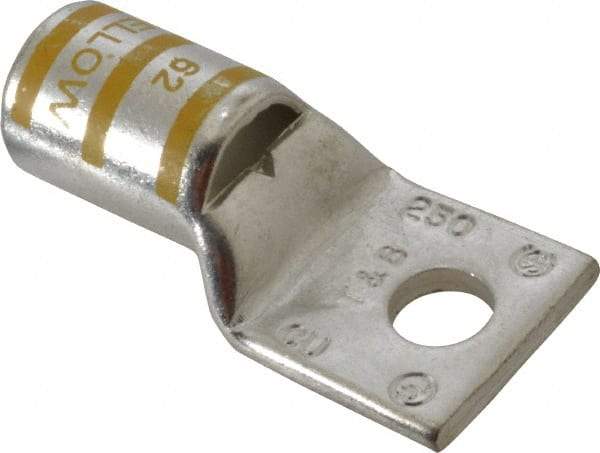 Thomas & Betts - 250 kcmil Wire Noninsulated Compression Connection Square Ring Terminal - 3/8" Stud, 2.28" OAL x 1.13" Wide, Tin Plated Copper Contact - All Tool & Supply