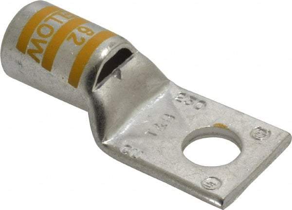 Thomas & Betts - 250 kcmil Wire Noninsulated Compression Connection Square Ring Terminal - 1/2" Stud, 2.6" OAL x 1.13" Wide, Tin Plated Copper Contact - All Tool & Supply