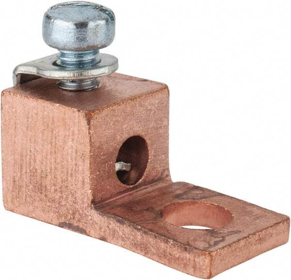 Thomas & Betts - 14-8 AWG Noninsulated Compression Connection Square Ring Terminal - 1/4" Stud, 1-1/8" OAL x 1/2" Wide, Copper Contact - All Tool & Supply