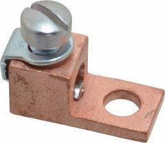 Thomas & Betts - 8-4 AWG Noninsulated Compression Connection Square Ring Terminal - 1/4" Stud, 1-1/8" OAL x 1/2" Wide, Copper Contact - All Tool & Supply