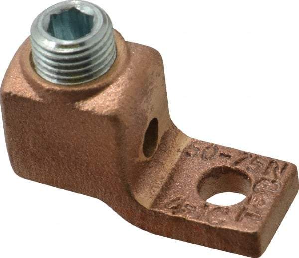 Thomas & Betts - 4-1 AWG Noninsulated Lug Connection Square Ring Terminal - 1/4" Stud, 1-5/8" OAL x 5/8" Wide, Tin Plated Copper Contact - All Tool & Supply