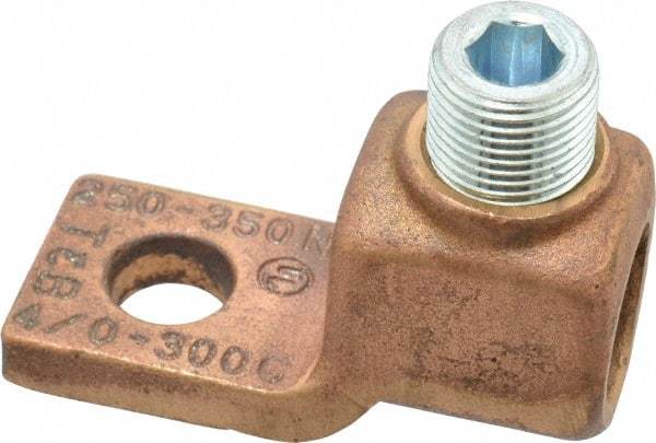 Thomas & Betts - 4/0 AWG Noninsulated Compression Connection Square Ring Terminal - 1/2" Stud, 2-3/4" OAL x 1-3/16" Wide, Copper Contact - All Tool & Supply