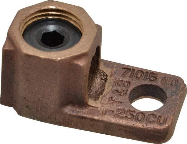 Thomas & Betts - 1 AWG Noninsulated Crimp Connection D Shaped Ring Terminal - 3/8" Stud, 2-1/32" OAL x 1" Wide, Copper Contact - All Tool & Supply