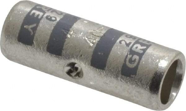 Thomas & Betts - 4 AWG Compatible, Noninsulated, Crimp-On Butt Splice Terminal - 2 Wire Entries, Copper Contacts, Tin Contact Plating, 1" OAL, Gray - All Tool & Supply