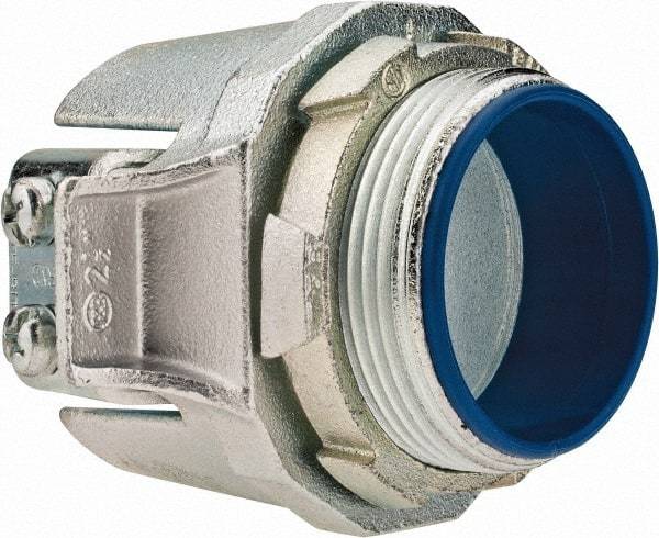 Thomas & Betts - 2-1/2" Trade, Malleable Iron Set Screw Straight FMC Conduit Connector - Insulated - All Tool & Supply