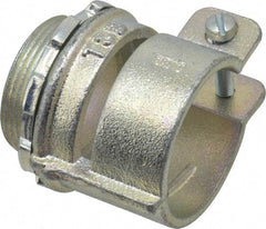 Thomas & Betts - 1-1/2" Trade, Malleable Iron Squeeze Clamp Straight FMC Conduit Connector - Noninsulated - All Tool & Supply