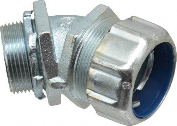 Thomas & Betts - 1-1/4" Trade, Malleable Iron Threaded Angled Liquidtight Conduit Connector - Noninsulated - All Tool & Supply