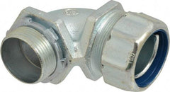 Thomas & Betts - 1-1/4" Trade, Malleable Iron Threaded Angled Liquidtight Conduit Connector - Noninsulated - All Tool & Supply