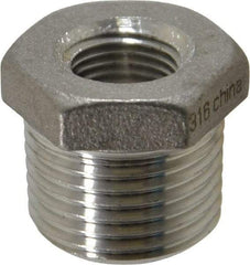 Merit Brass - 3/8 x 1/8" Grade 316 Stainless Steel Pipe Hex Bushing - MNPT x FNPT End Connections, 150 psi - All Tool & Supply