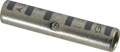 Thomas & Betts - 4 AWG Compatible, Noninsulated, Crimp-On Butt Splice Terminal - 2 Wire Entries, Copper Contacts, Tin Contact Plating, 1-3/4" OAL, Gray - All Tool & Supply