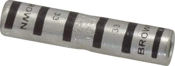 Thomas & Betts - 2 AWG Compatible, Noninsulated, Crimp-On Butt Splice Terminal - 2 Wire Entries, Copper Contacts, Tin Contact Plating, 1.88" OAL, Brown - All Tool & Supply