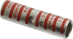 Thomas & Betts - 3/0 AWG Compatible, Noninsulated, Crimp-On Butt Splice Terminal - 2 Wire Entries, Copper Contacts, Tin Contact Plating, 2-1/4" OAL, Orange - All Tool & Supply