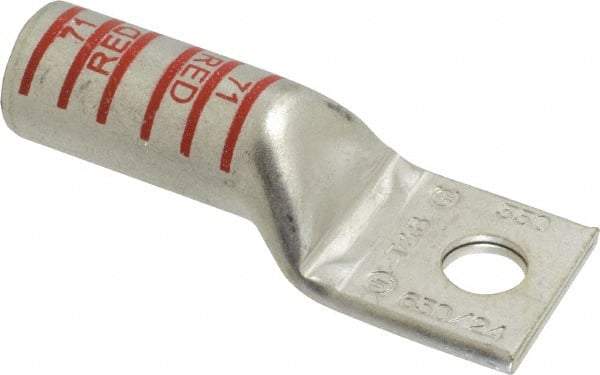 Thomas & Betts - 350 kcmil Wire Noninsulated Compression Connection Square Ring Terminal - 1/2" Stud, 3.68" OAL x 1.36" Wide, Tin Plated Copper Contact - All Tool & Supply