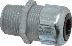 Thomas & Betts - 1/4 to 3/8" Cable Capacity, Liquidtight, Straight Strain Relief Cord Grip - 1/2 NPT Thread, 1-21/32" Long, Zinc - All Tool & Supply