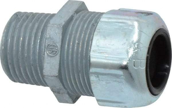 Thomas & Betts - 0.45 to 0.56" Cable Capacity, Liquidtight, Straight Strain Relief Cord Grip - 1/2 NPT Thread, 1-21/32" Long, Zinc - All Tool & Supply