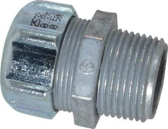 Thomas & Betts - 3/8 to 1/2" Cable Capacity, Liquidtight, Straight Strain Relief Cord Grip - 3/4 NPT Thread, 1-3/4" Long, Zinc - All Tool & Supply