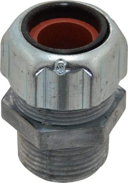 Thomas & Betts - 1/2 to 5/8" Cable Capacity, Liquidtight, Straight Strain Relief Cord Grip - 3/4 NPT Thread, 1-3/4" Long, Zinc - All Tool & Supply