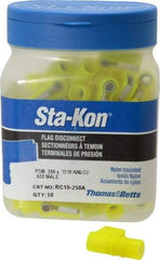 Thomas & Betts - 12 to 10 AWG, Nylon, Fully Insulated, Female Wire Disconnect - 1/4 Inch Wide Tab, Yellow, CSA Certified, RoHS Compliant, UL 94 V-0, UL File E66716, UL Listed - All Tool & Supply