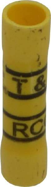 Thomas & Betts - 12 to 10 AWG Compatible, Vinyl Fully Insulated, Crimp-On Butt Splice Terminal - 2 Wire Entries, Copper Contacts, Tin Contact Plating, 1.31" OAL, Yellow - All Tool & Supply