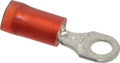 Thomas & Betts - 22-16 AWG Partially Insulated Crimp Connection D Shaped Ring Terminal - #6 Stud, 0.86" OAL x 0.26" Wide, Tin Plated Copper Contact - All Tool & Supply