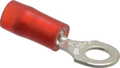 Thomas & Betts - 22-16 AWG Partially Insulated Crimp Connection D Shaped Ring Terminal - #8 Stud, 0.89" OAL x 0.26" Wide, Tin Plated Copper Contact - All Tool & Supply