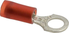 Thomas & Betts - 22-16 AWG Partially Insulated Crimp Connection D Shaped Ring Terminal - #10 Stud, 0.89" OAL x 0.31" Wide, Tin Plated Copper Contact - All Tool & Supply