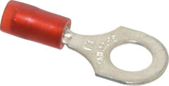 Thomas & Betts - 22-16 AWG Partially Insulated Crimp Connection D Shaped Ring Terminal - 1/4" Stud, 1.1" OAL x 0.46" Wide, Tin Plated Copper Contact - All Tool & Supply