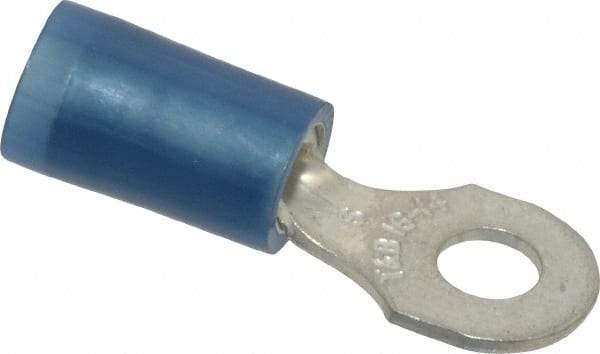 Thomas & Betts - 18-14 AWG Partially Insulated Crimp Connection D Shaped Ring Terminal - #6 Stud, 0.89" OAL x 0.31" Wide, Tin Plated Copper Contact - All Tool & Supply