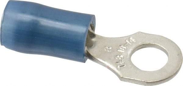 Thomas & Betts - 18-14 AWG Partially Insulated Crimp Connection D Shaped Ring Terminal - #8 Stud, 0.89" OAL x 0.31" Wide, Tin Plated Copper Contact - All Tool & Supply