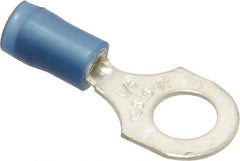 Thomas & Betts - 18-14 AWG Partially Insulated Crimp Connection D Shaped Ring Terminal - 1/4" Stud, 1.08" OAL x 0.47" Wide, Tin Plated Copper Contact - All Tool & Supply