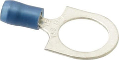 Thomas & Betts - 18-14 AWG Partially Insulated Crimp Connection D Shaped Ring Terminal - 1/2" Stud, 1-1/4" OAL x 0.72" Wide, Tin Plated Copper Contact - All Tool & Supply