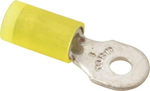 Thomas & Betts - 12-10 AWG Partially Insulated Crimp Connection D Shaped Ring Terminal - #6 Stud, 1" OAL x 0.37" Wide, Tin Plated Copper Contact - All Tool & Supply