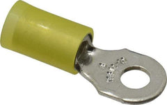 Thomas & Betts - 12-10 AWG Partially Insulated Crimp Connection D Shaped Ring Terminal - #8 Stud, 1" OAL x 0.37" Wide, Tin Plated Copper Contact - All Tool & Supply