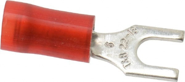 Thomas & Betts - #6 Stud, 22 to 16 AWG Compatible, Partially Insulated, Crimp Connection, Standard Fork Terminal - All Tool & Supply