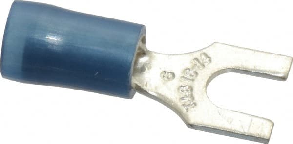 Thomas & Betts - #6 Stud, 18 to 14 AWG Compatible, Partially Insulated, Crimp Connection, Standard Fork Terminal - All Tool & Supply