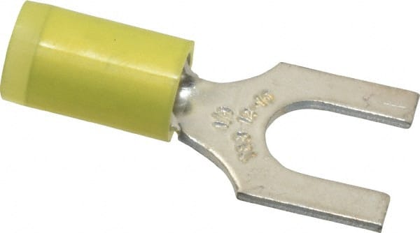 Thomas & Betts - 1/4" Stud, 12 to 10 AWG Compatible, Partially Insulated, Crimp Connection, Standard Fork Terminal - All Tool & Supply