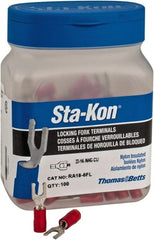 Thomas & Betts - #6 Stud, 22 to 16 AWG Compatible, Partially Insulated, Crimp Connection, Locking Fork Terminal - All Tool & Supply