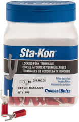 Thomas & Betts - #10 Stud, 22 to 16 AWG Compatible, Partially Insulated, Crimp Connection, Locking Fork Terminal - All Tool & Supply