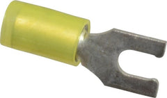 Thomas & Betts - #8 Stud, 12 to 10 AWG Compatible, Partially Insulated, Crimp Connection, Locking Fork Terminal - All Tool & Supply