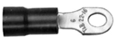 Thomas & Betts - 22-16 AWG Partially Insulated Crimp Connection D Shaped Ring Terminal - 3/8" Stud, 1.24" OAL x 0.54" Wide, Tin Plated Copper Contact - All Tool & Supply