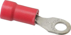 Thomas & Betts - 22-16 AWG Partially Insulated Crimp Connection D Shaped Ring Terminal - #6 Stud, 0.94" OAL x 1/4" Wide, Tin Plated Copper Contact - All Tool & Supply