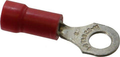 Thomas & Betts - 22-16 AWG Partially Insulated Crimp Connection D Shaped Ring Terminal - #8 Stud, 0.97" OAL x 0.31" Wide, Tin Plated Copper Contact - All Tool & Supply