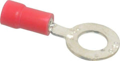 Thomas & Betts - 22-16 AWG Partially Insulated Crimp Connection D Shaped Ring Terminal - 1/4" Stud, 1.13" OAL x 1/2" Wide, Tin Plated Copper Contact - All Tool & Supply