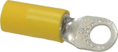 Thomas & Betts - 12-10 AWG Partially Insulated Crimp Connection D Shaped Ring Terminal - #10 Stud, 1.06" OAL x 0.31" Wide, Tin Plated Copper Contact - All Tool & Supply