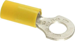 Thomas & Betts - 12-10 AWG Partially Insulated Crimp Connection D Shaped Ring Terminal - 1/4" Stud, 1.16" OAL x 1/2" Wide, Tin Plated Copper Contact - All Tool & Supply