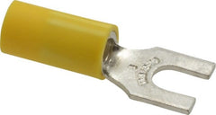 Thomas & Betts - #8 Stud, 12 to 10 AWG Compatible, Partially Insulated, Crimp Connection, Standard Fork Terminal - All Tool & Supply